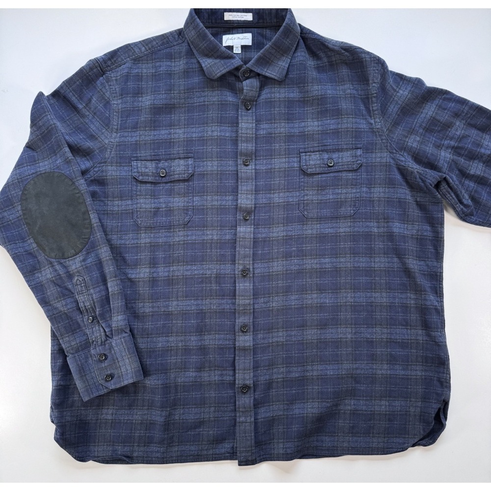 JOHN W NORDSTROM Long Sleeve 100% Supima Cotton Flannel Shirt Mens 2XL Blue